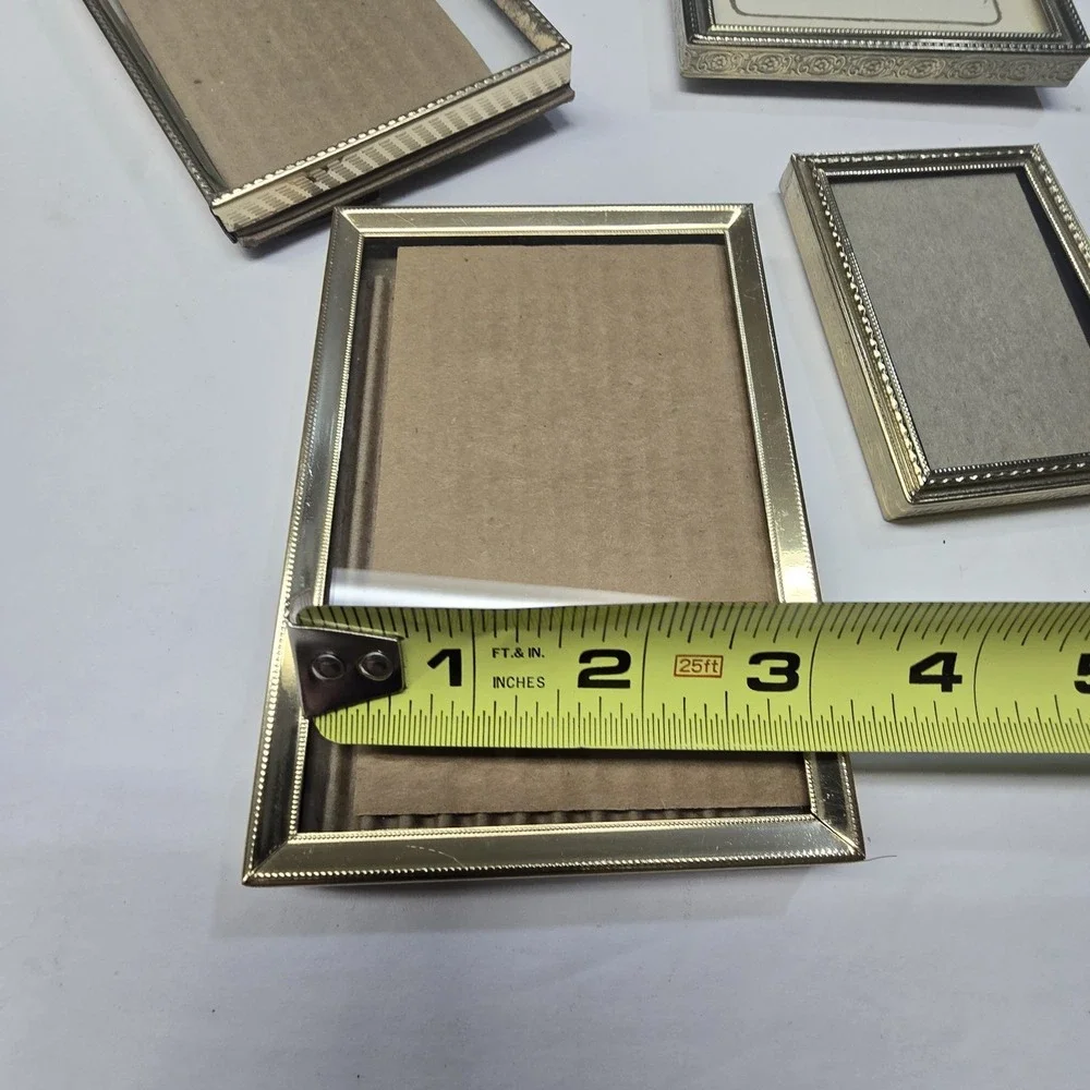 Vintage Set Of 4 Ornate Gold Metal Picture Photo Frames Easel Back Various Sizes